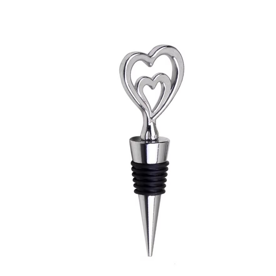 1Pcs Double Heart Shape Alloy Bottle Stopper for Wine Bottles Airtight Seal Anti-Corrosion Easy Insert Remove Exquisite Stylish