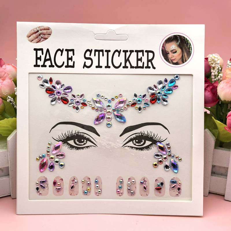 EDM Face Stickers, Nail Stickers, 2-in-1 Diamond Stickers, Eyebrow Center Stickers, Makeup Ball Stickers, Face Accessories view 7