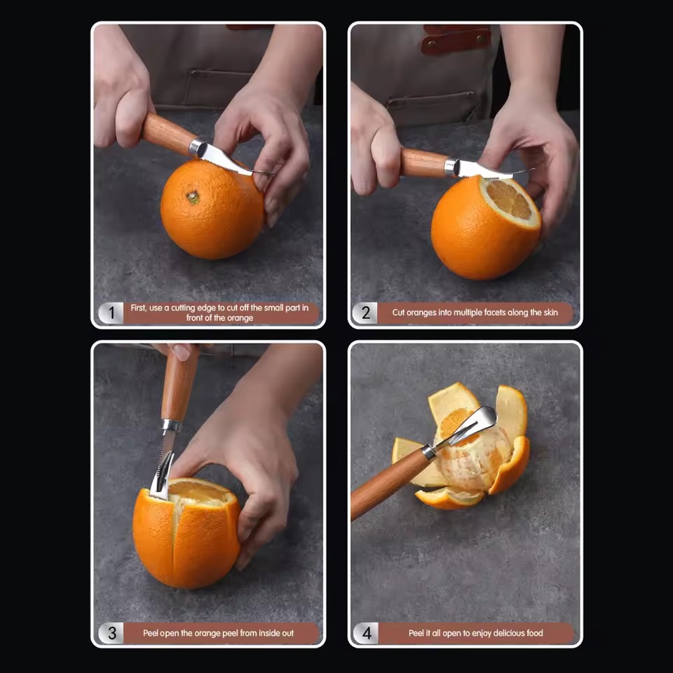 Double Head Peeler For Orange Pomegranate Grapefruit Lemon Fruit Cutting Tools Portable Effortless Skin Remover For Home Kitchen