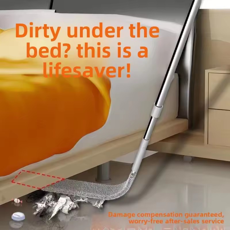 Under-bed dust removal duster for home use, extendable and long-handled dust cleaner, hair-absorbing dust removal cleaning tool