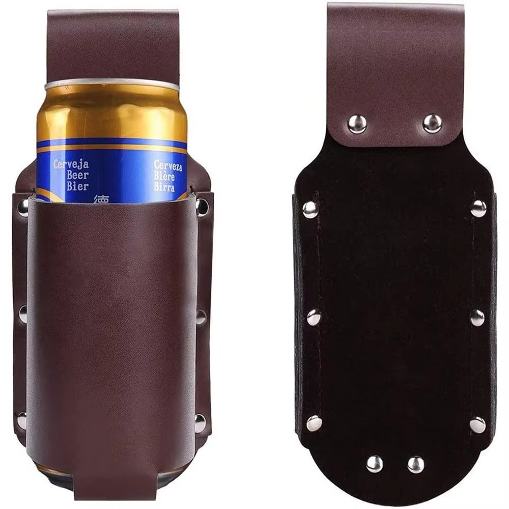 1PC Leather Beer Bottle Waist Holster Portable Beer Belt Bag Handy Wine Bottles Beverage Holder Outdoor Drink Bottle Case Cover
