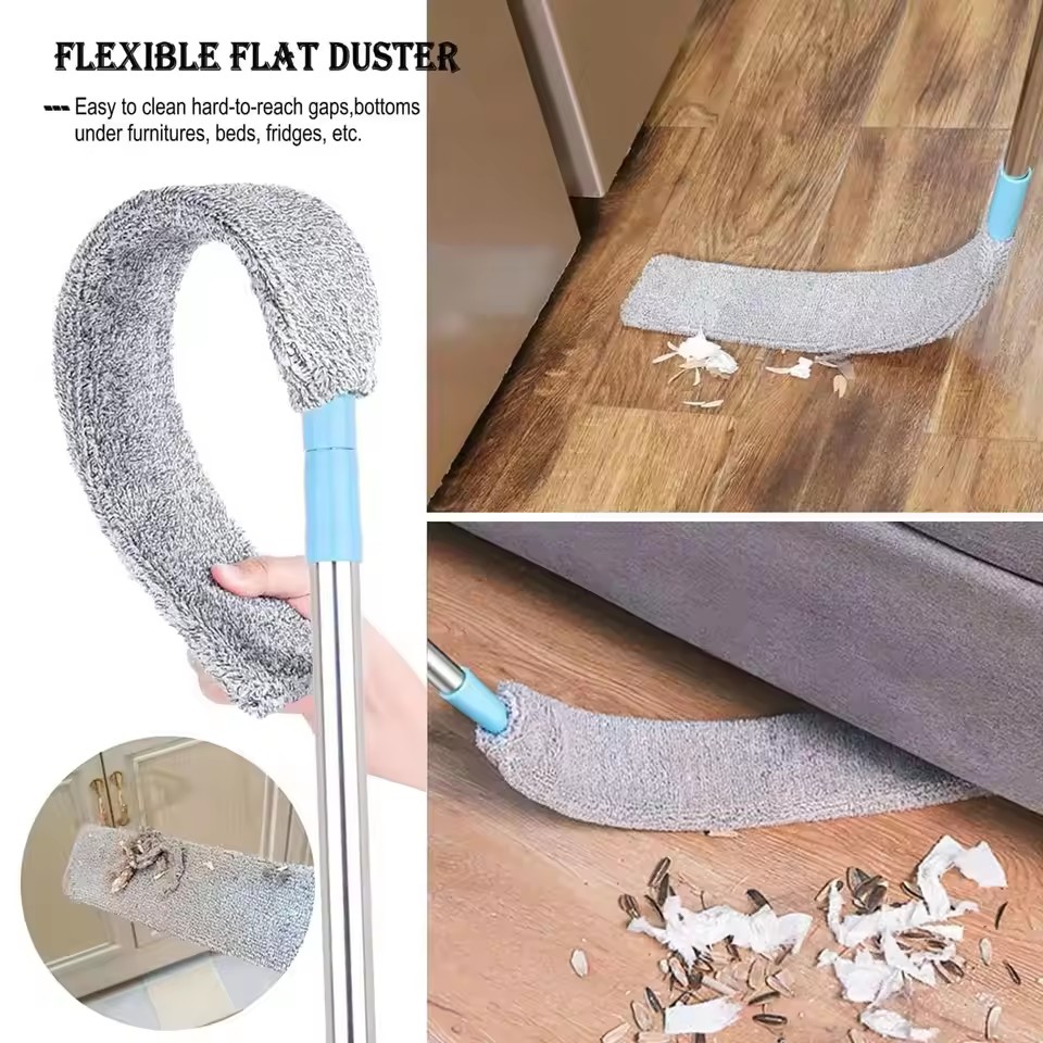 Under-bed dust removal duster for home use, extendable and long-handled dust cleaner, hair-absorbing dust removal cleaning tool