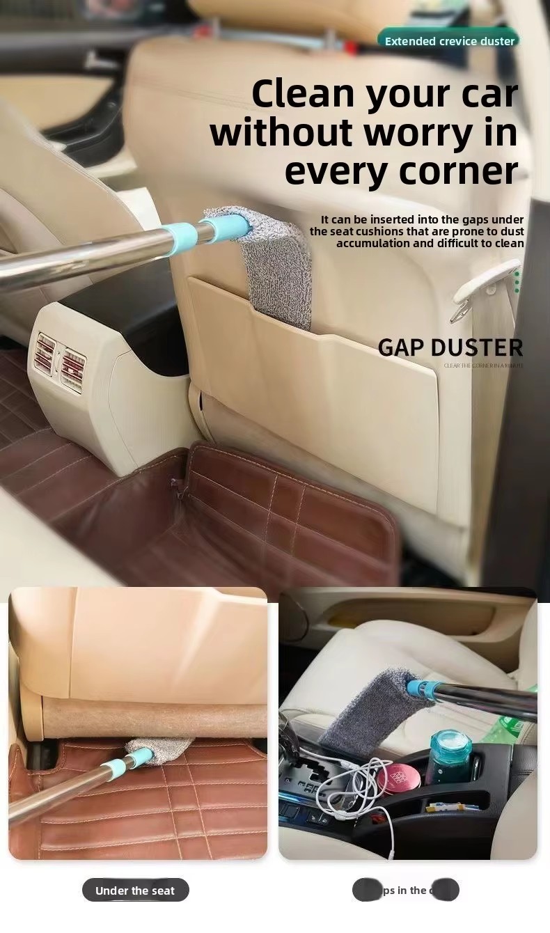 Under-bed dust removal duster for home use, extendable and long-handled dust cleaner, hair-absorbing dust removal cleaning tool