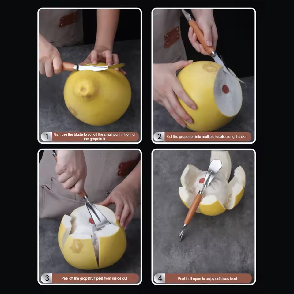 Double Head Peeler For Orange Pomegranate Grapefruit Lemon Fruit Cutting Tools Portable Effortless Skin Remover For Home Kitchen