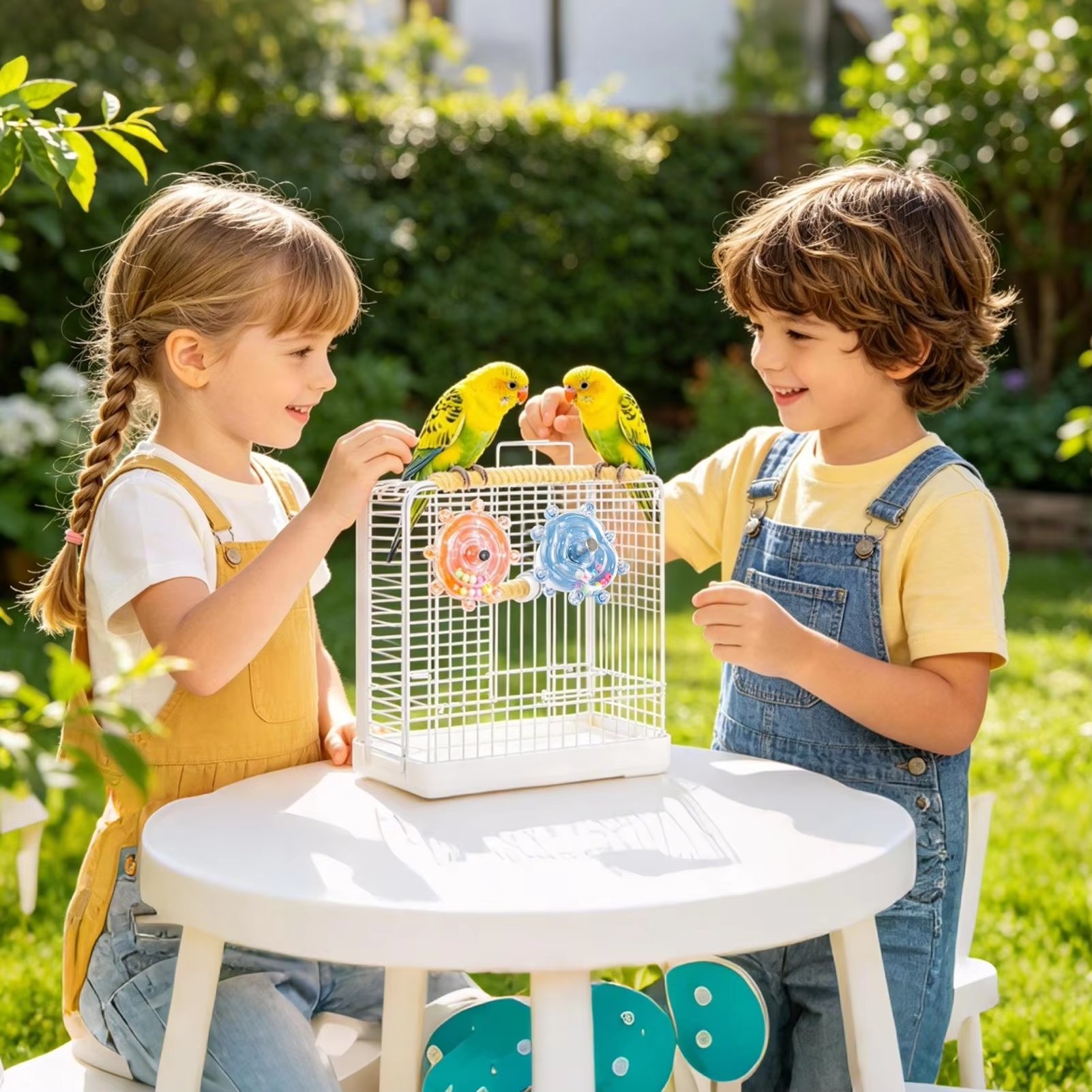 Interactive Parrot Toy Bird Cage Toy for Parrots Rotating Treat Dispenser, for Mental Stimulation and Entertainment