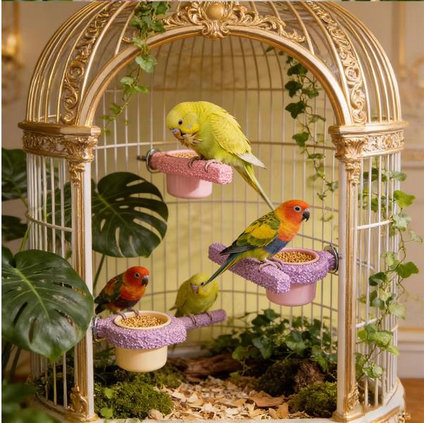Resin Bird Cage Feeder Non-slip Jumping Platform Paw Grinding Sticks Wear-resistant Parrot Biting Rod Bird Perch Stand for Cage