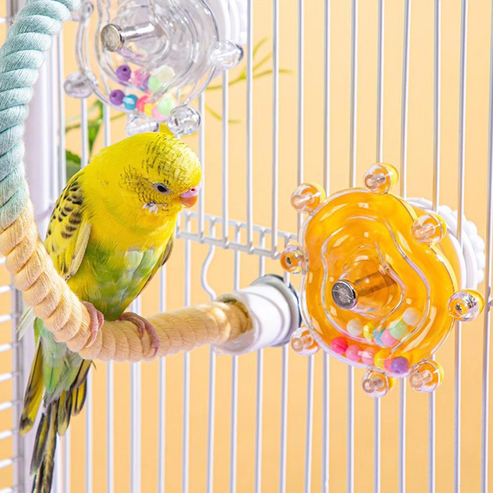 Interactive Parrot Toy Bird Cage Toy for Parrots Rotating Treat Dispenser, for Mental Stimulation and Entertainment