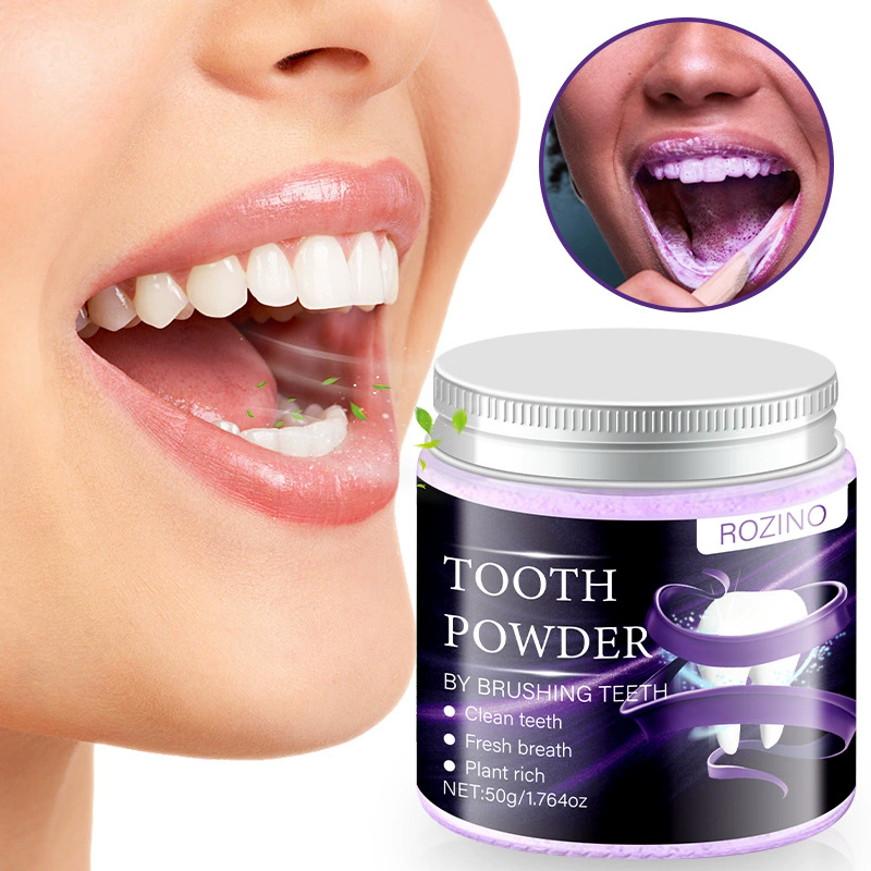 1PC   50g tooth powder, fresh breath, yellowing, smoke stains, yellowing, bad breath, mild gum protection tooth powder toothpaste