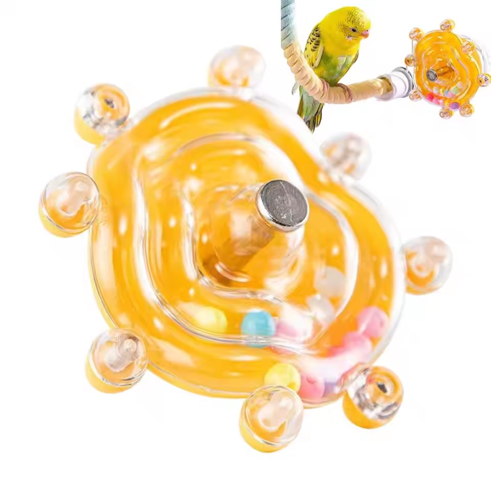 Interactive Parrot Toy Bird Cage Toy for Parrots Rotating Treat Dispenser, for Mental Stimulation and Entertainment