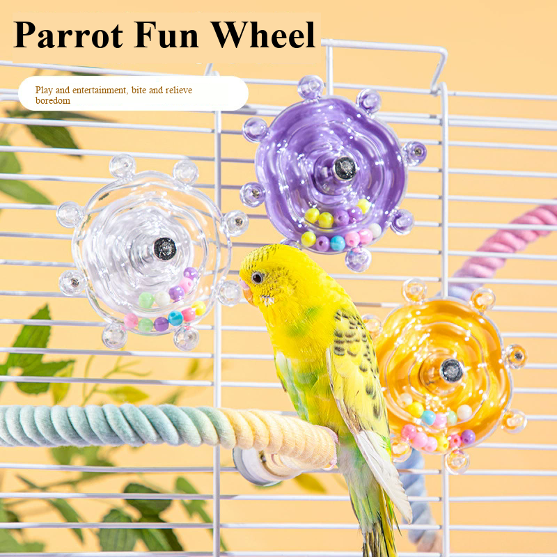 Interactive Parrot Toy Bird Cage Toy for Parrots Rotating Treat Dispenser, for Mental Stimulation and Entertainment