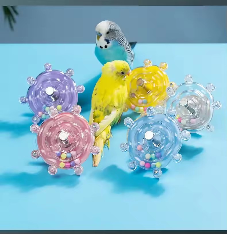 Interactive Parrot Toy Bird Cage Toy for Parrots Rotating Treat Dispenser, for Mental Stimulation and Entertainment