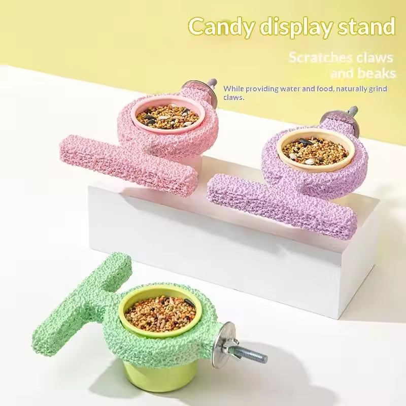 Resin Bird Cage Feeder Non-slip Jumping Platform Paw Grinding Sticks Wear-resistant Parrot Biting Rod Bird Perch Stand for Cage
