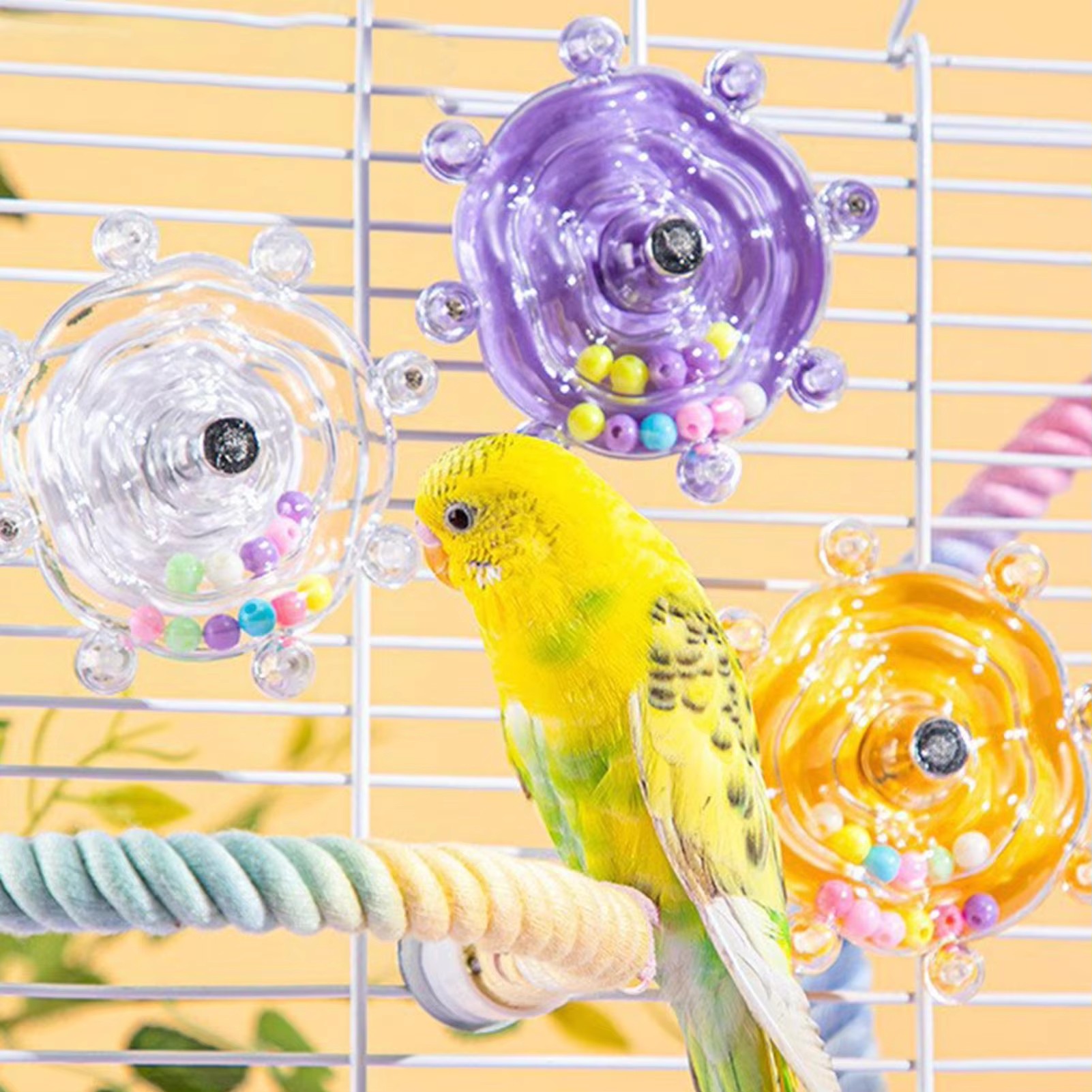 Interactive Parrot Toy Bird Cage Toy for Parrots Rotating Treat Dispenser, for Mental Stimulation and Entertainment