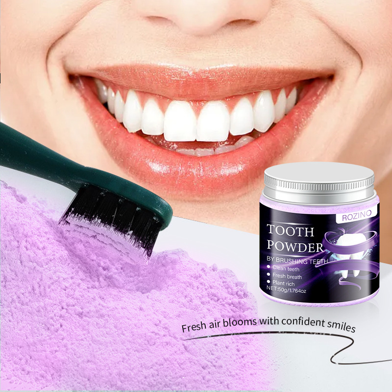 1PC   50g tooth powder, fresh breath, yellowing, smoke stains, yellowing, bad breath, mild gum protection tooth powder toothpaste