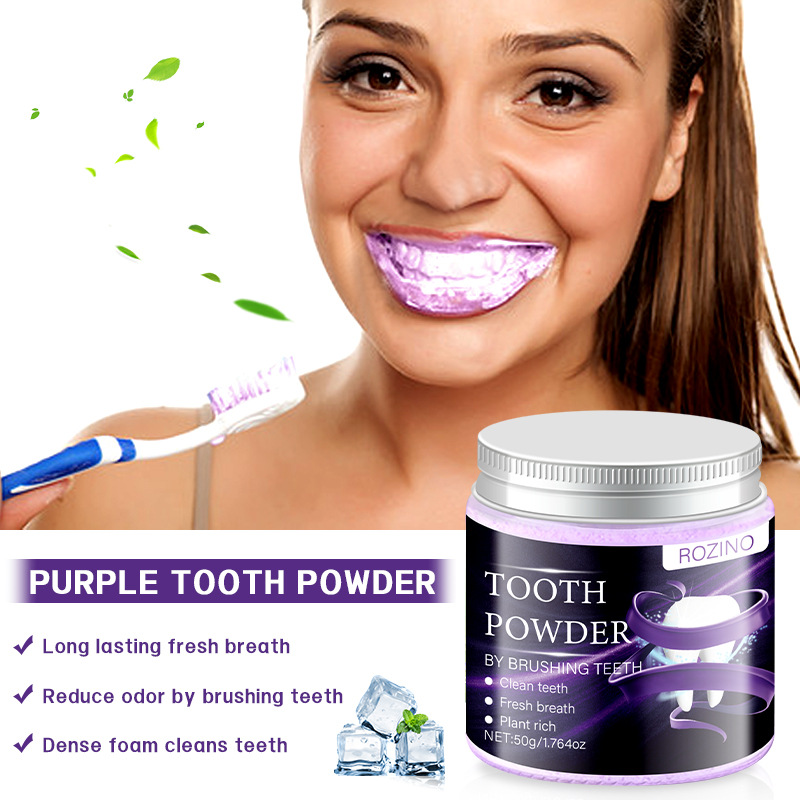 1PC   50g tooth powder, fresh breath, yellowing, smoke stains, yellowing, bad breath, mild gum protection tooth powder toothpaste