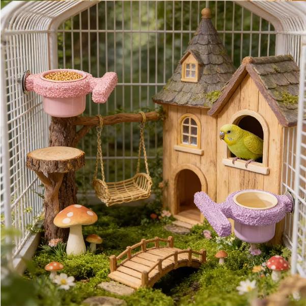 Resin Bird Cage Feeder Non-slip Jumping Platform Paw Grinding Sticks Wear-resistant Parrot Biting Rod Bird Perch Stand for Cage