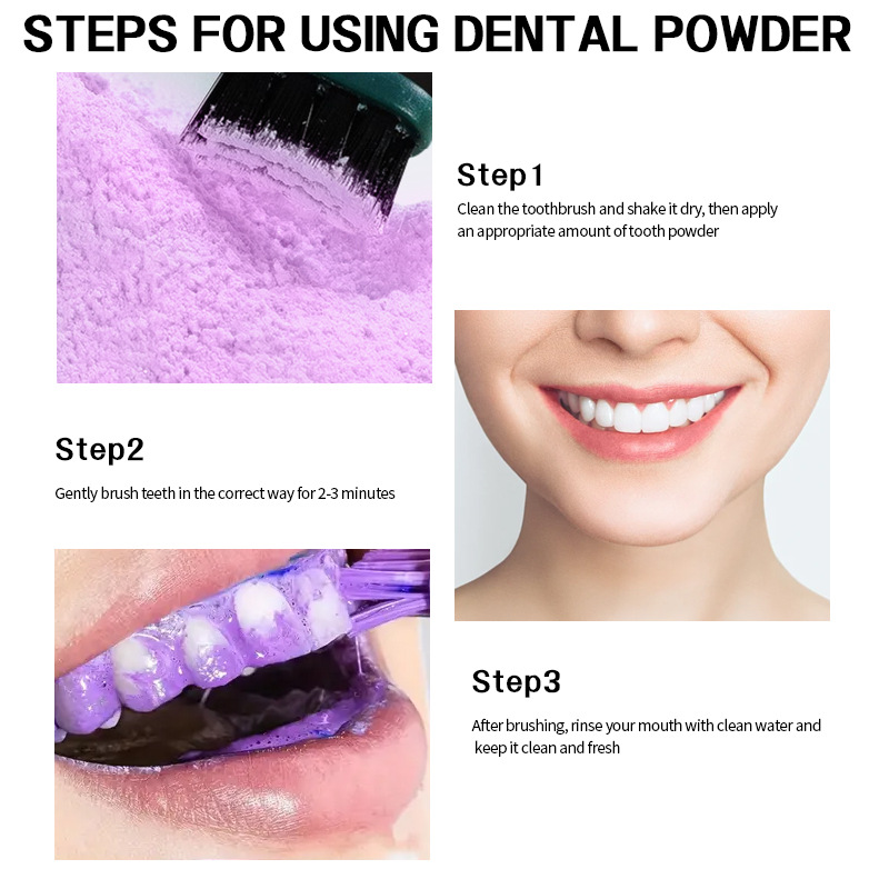 1PC   50g tooth powder, fresh breath, yellowing, smoke stains, yellowing, bad breath, mild gum protection tooth powder toothpaste