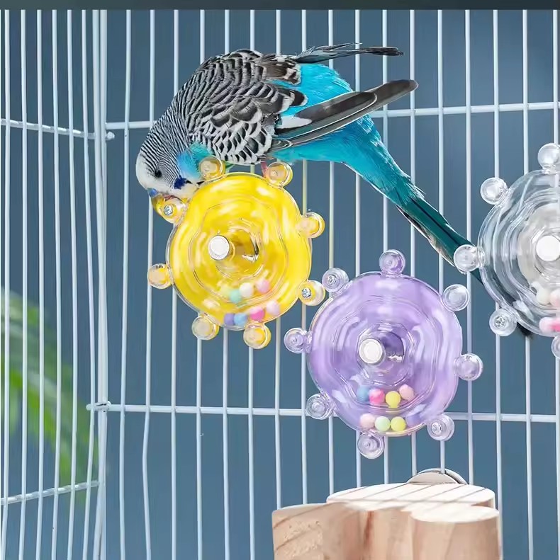Interactive Parrot Toy Bird Cage Toy for Parrots Rotating Treat Dispenser, for Mental Stimulation and Entertainment