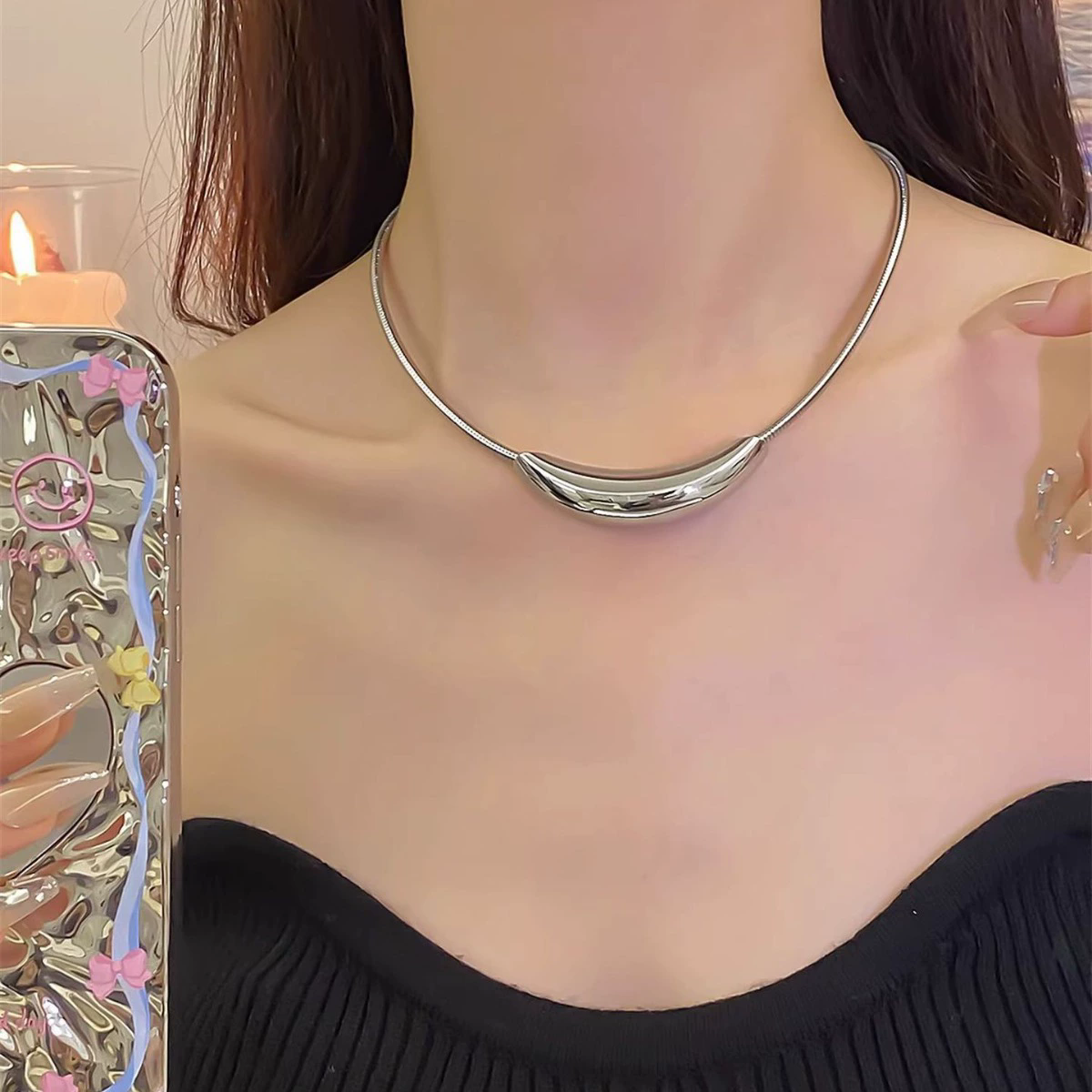 New Wine Red Cherry Gold Color Pendant Necklace For Women Personality Fashion Necklace Wedding Jewelry Birthday Gifts A-2070