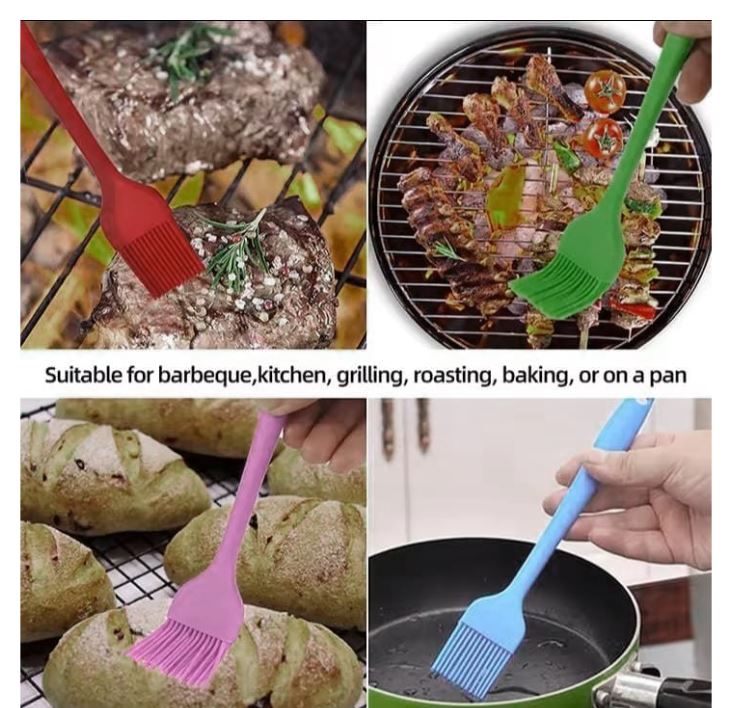 Heat Resistant Food Grade Basting Silicone Baking Oil Brush for Nonstick Cookware Bakeware Tools | Cake | Pastry | Barbecue | Cooking | Dosa Tawa| Assorted Color