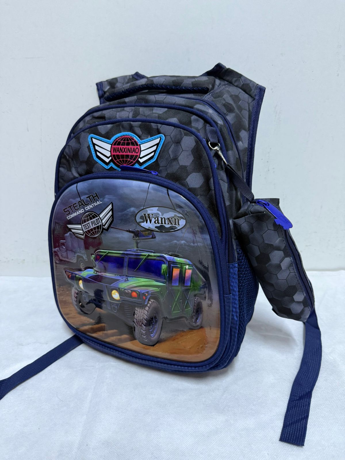 Kids School Backpack with Matching Pencil Case | Durable 3D Cartoon Girl & Military Humvee Bookbags | Ergonomic School Bags for Boys and Girls