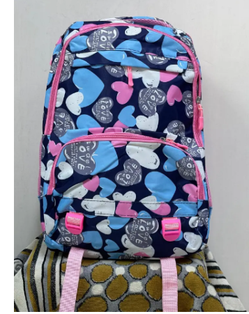 Kids & Teens Large Capacity School Bag – Colorful Heart Pattern Backpack with Padded Straps