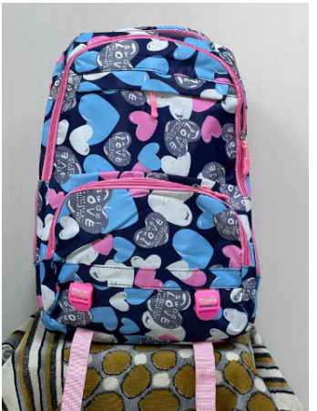 Kids & Teens Large Capacity School Bag – Colorful Heart Pattern Backpack with Padded Straps