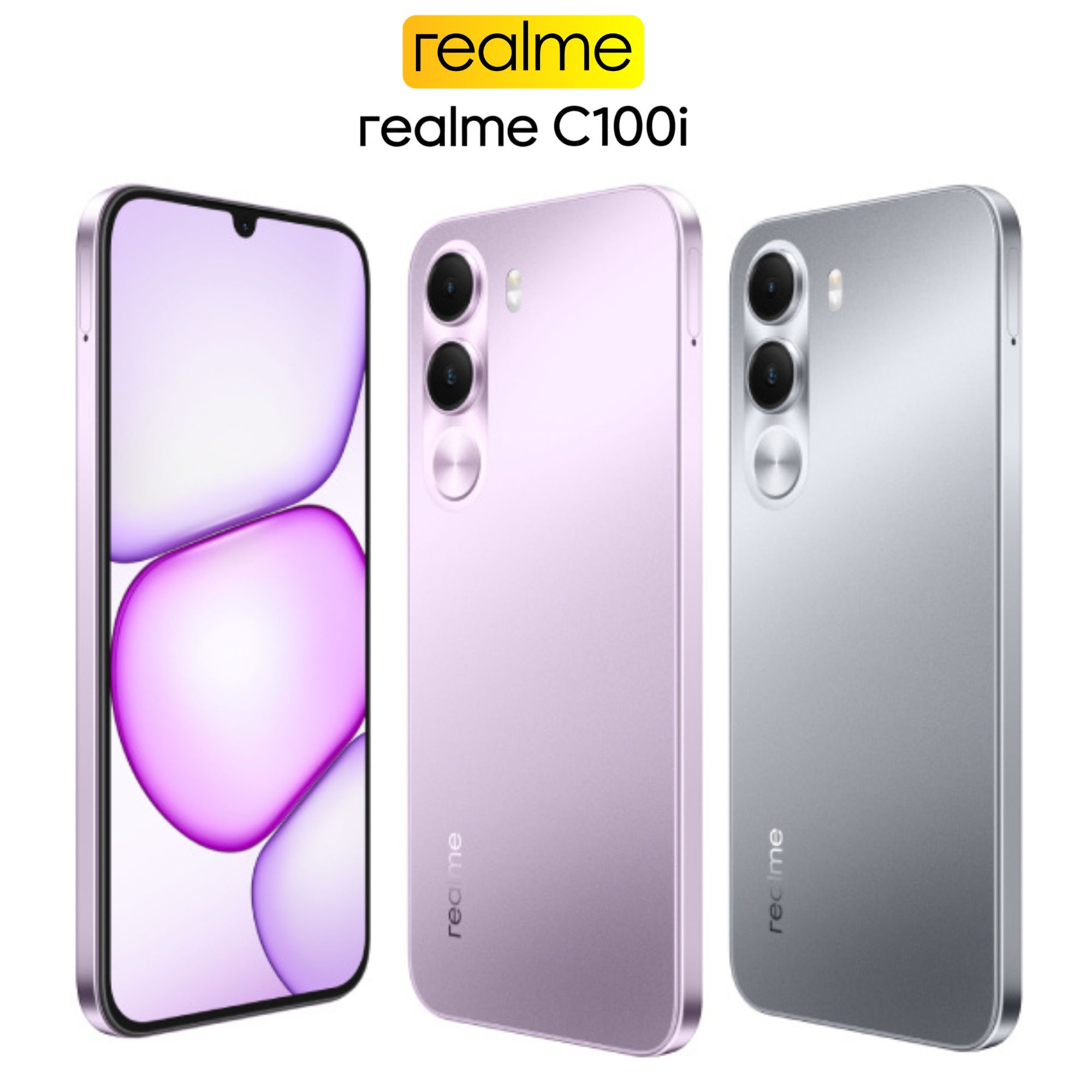 NEW ARRIVAL!!! Realme C100i, 120Hz, 6.8 Inch HD Display , 64GB./128GB/256GB ROM, 4GB/6GB RAM , Dawn Purple,7000 mAh Battery .