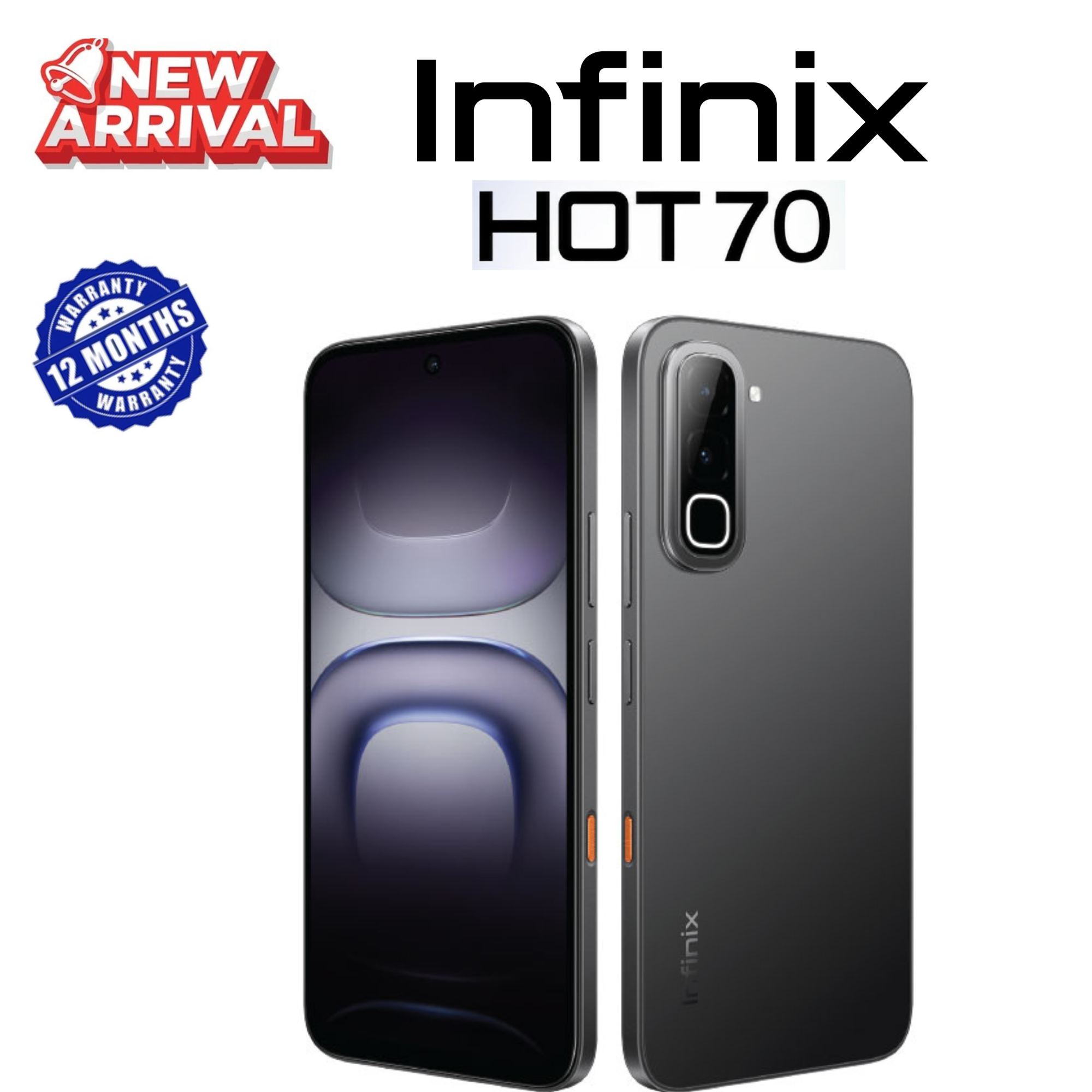 NEW ARRIVAL !!! INFINIX HOT70, Hot 70, 6.78 inches, 120Hz Display, 128GB ROM + 4 GB RAM +4 (Expandable to 8GB ), 50 MP Main Camera,6000 mAh , PLUS FREE GIFTS,STRAP-WATCH,i12tws. _ BLACK, BLUE , SILVER