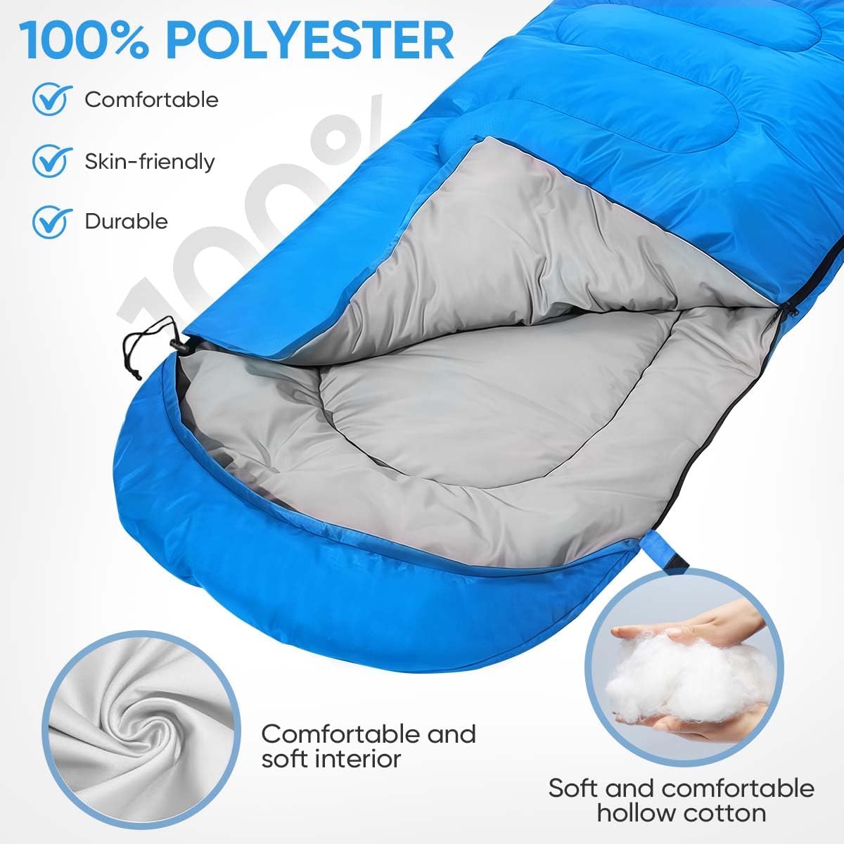Sleeping Bags Portable Waterproof Camping Sleeping Bag for Adults Kids 4 Seasons Cold Weather or Warm Backpacking Hiking Travel Indoor Outdoor Use
