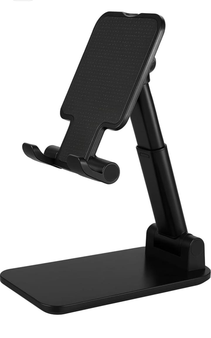 Cell Phone Stand for Desk - [360° Rotation] Sturdy Adjustable Desktop Phone Holder, Foldable Mobile Stand, Office Gaming Desk Accessories Gifts for iPhone 17 16 15 Pro Max, Galaxy S26, Switch