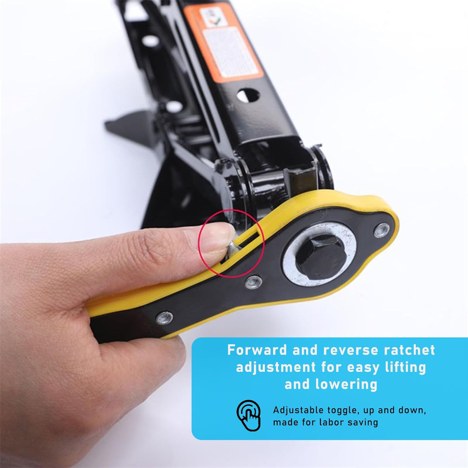 360° Swivel Head Car Jack Ratchet Wrench 13.5 Inch Labor-Saving Scissor Jack Handle with Forward & Reverse Switch for Cars, SUVs & Vans
