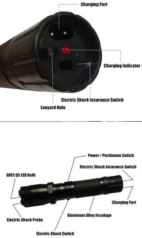 1101 Type LED Flashlight Portable Adjustable Focus Torch with Wrist Strap Durable Metal Body for Camping Travel Home Car & Emergency Use