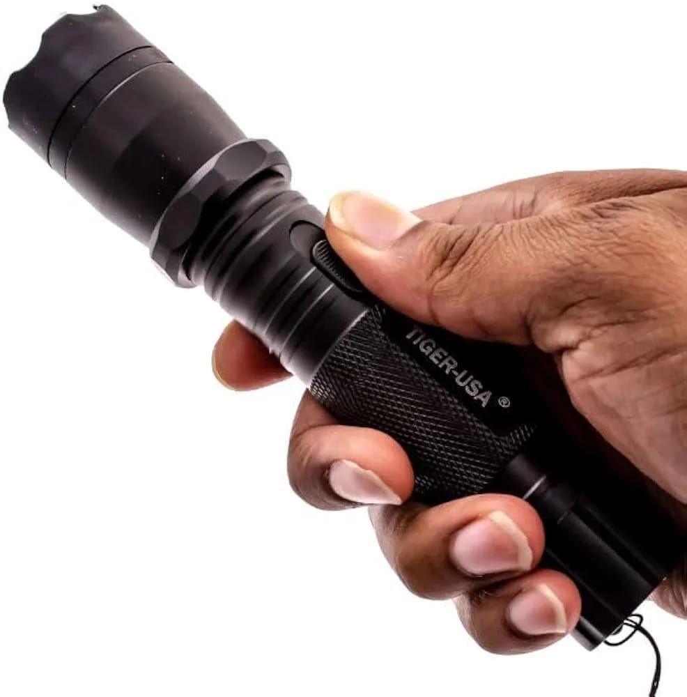 1101 Type LED Flashlight Portable Adjustable Focus Torch with Wrist Strap Durable Metal Body for Camping Travel Home Car & Emergency Use
