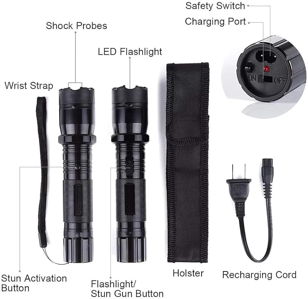 1101 Type LED Flashlight Portable Adjustable Focus Torch with Wrist Strap Durable Metal Body for Camping Travel Home Car & Emergency Use