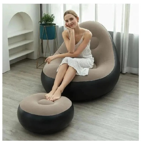 Inflatable Lazy Sofa with foot step comes with free pump Optional Spherical Outdoor Inflatable Sofa PVC Plush Football Sofa Lazy Lounge Chair