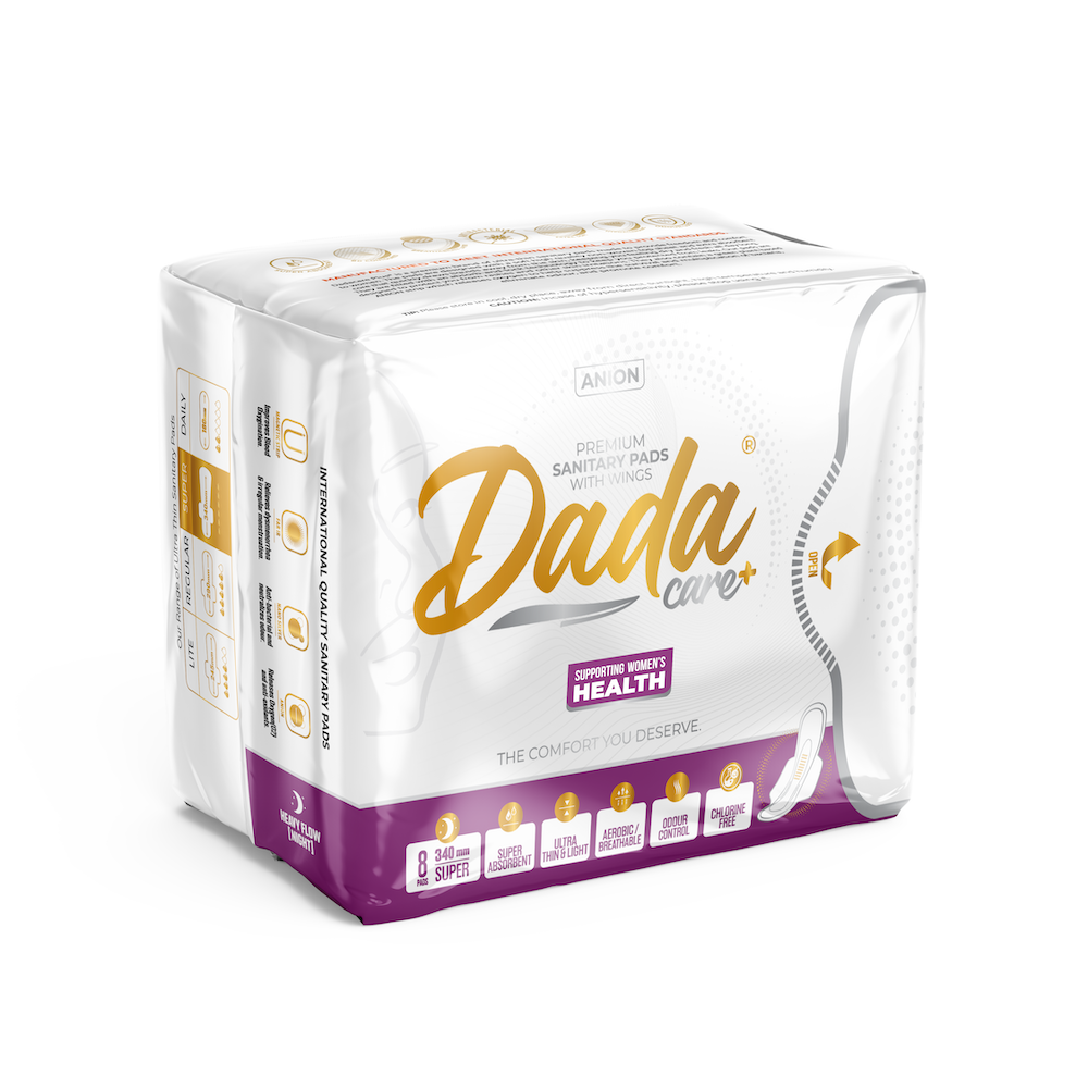 DADACARE PREMIUM SANITARY PADS - HEAVY FLOW
For Women - Ultra-Thin, Super Absorbent, Leak-Proof, No Odur Feminie Hygiene Pads With Double Wings - Comfortable Day & Night Protection - 340mm - 1 Pack