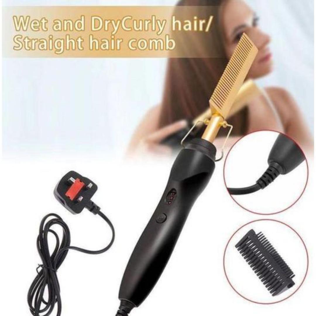professional electric hot comb, a versatile styling tool used for straightening and smoothing hair.