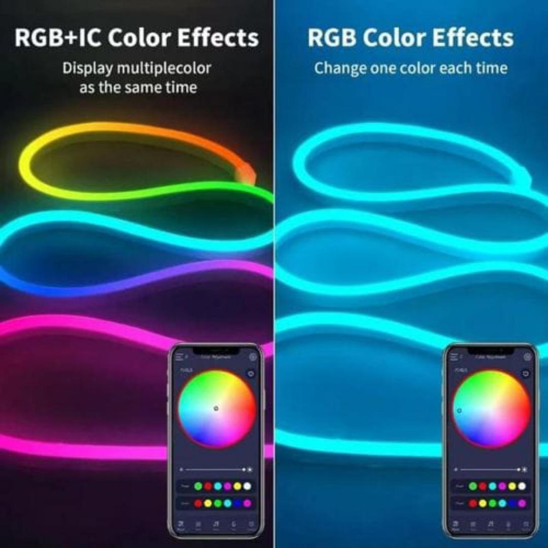 LED Neon Rope Light with Remote Control, waterproof Smart Color Changing DIY Mode Super bright Neon Flexible Strip Lights for Bedroom Indoors Outdoors Decor