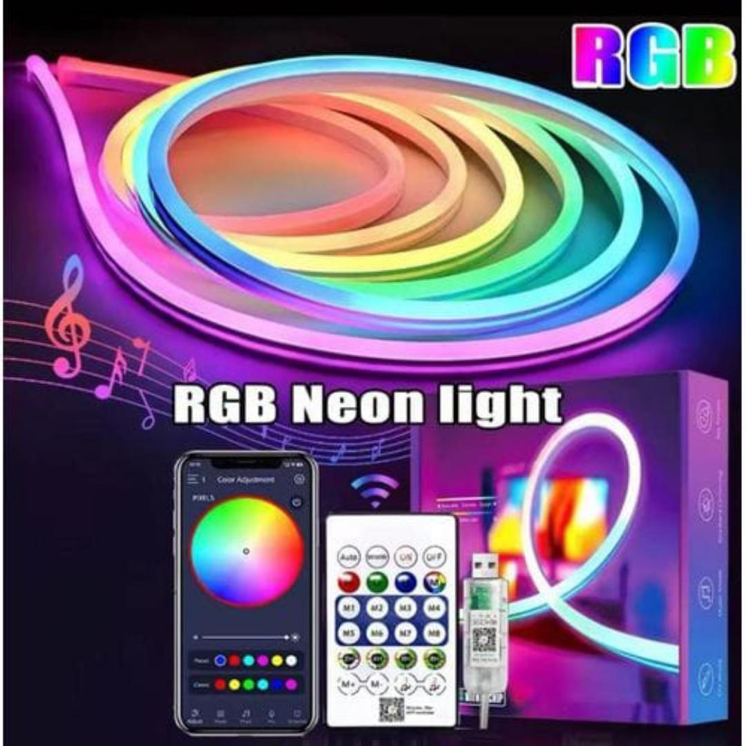 LED Neon Rope Light with Remote Control, waterproof Smart Color Changing DIY Mode Super bright Neon Flexible Strip Lights for Bedroom Indoors Outdoors Decor