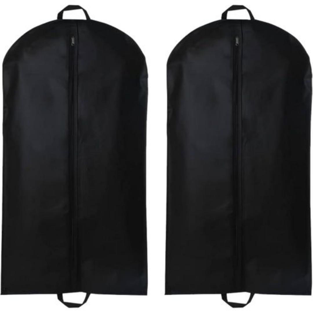2Pcs Black Suit Bag for Man, Dust Cover, Suit Carrier,Storage Bag, Suit Cover,for Suits, Coats, Tuxedo Reusable Full Zipper Garment Bag Perfect for Travel or Home