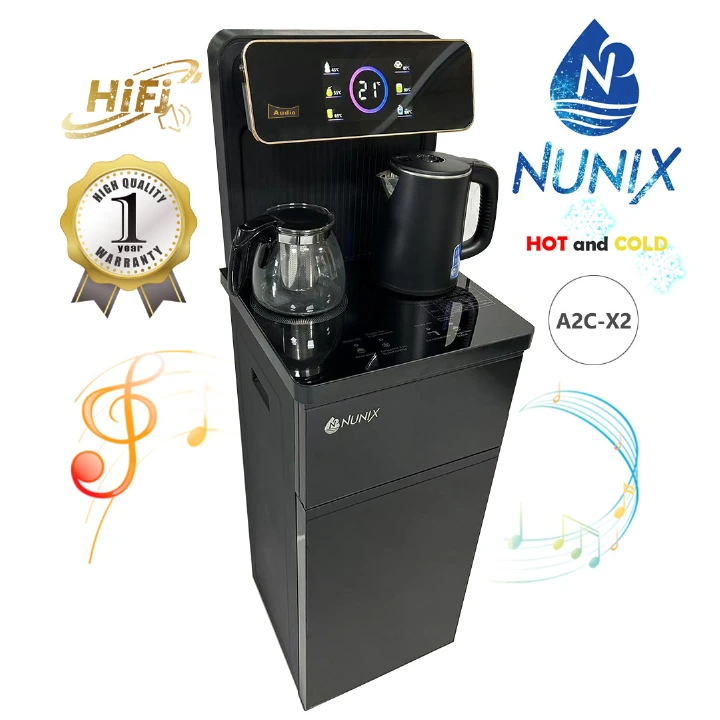 {NEW ARRIVAL🔥} NUNIX A2C-X2 Bottom Load Water Dispenser with Coffee Maker, 💧🔊 – New Model with Built-in Music System/Woofer 🎵 Hot & Cold Water, Sleek Modern Design for Home & Office Use.