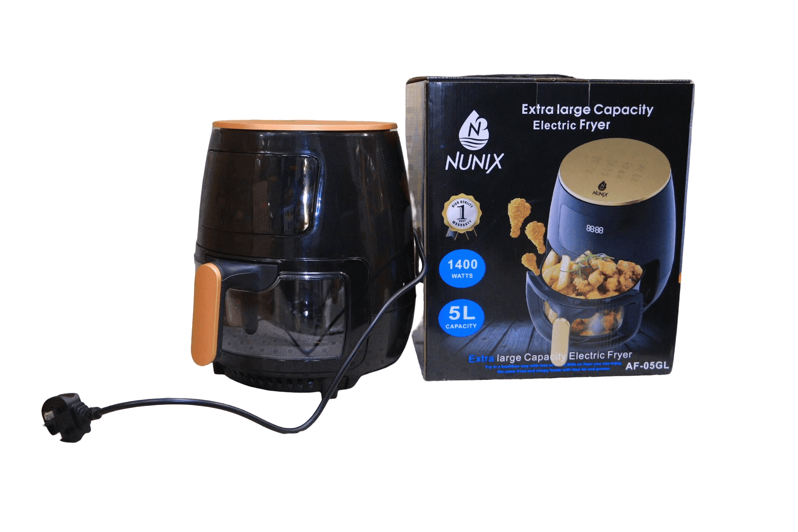 🔥🍟 5L NUNIX Air Fryer  New Model AF-05GL – Healthy Oil-Free Cooking with Transparent Glass Window, Digital Control & Rapid Hot Air Tech | Stylish, Compact & Perfect for Crispy Meals 🍗✨