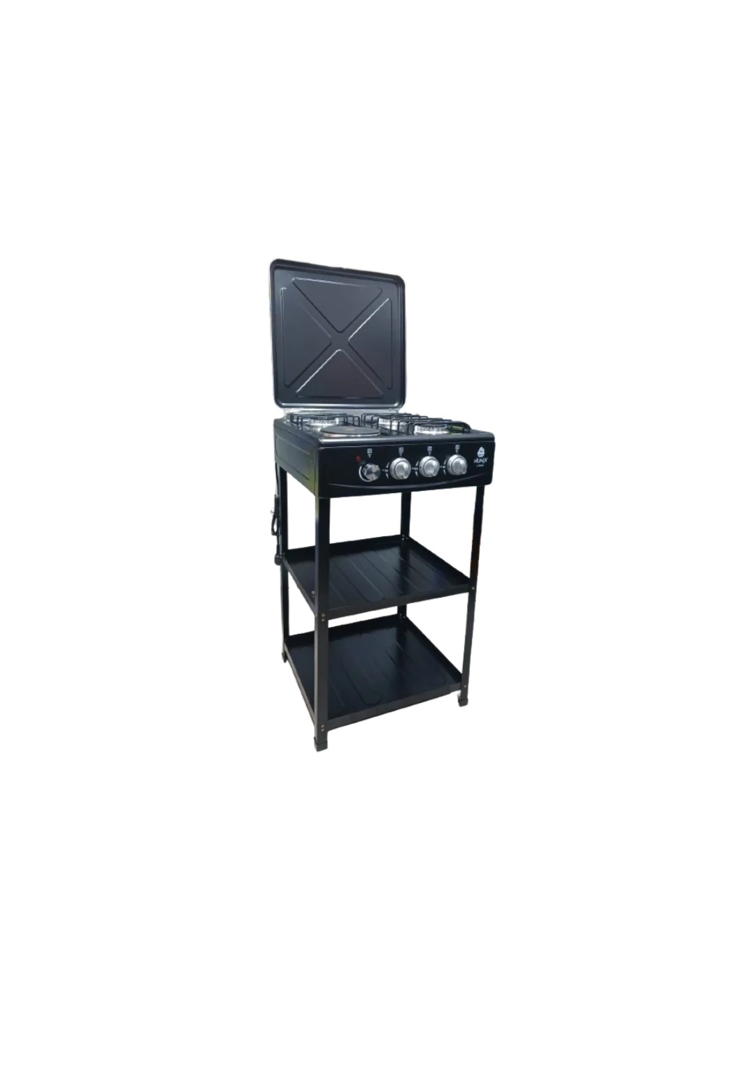 NUNIX 3+1 Automatic Standing Gas Cooker with Sleeves – 3 Gas Burners + 1 Electric Plate, Sturdy Design, Easy Ignition, Durable Build & Perfect Kitchen Cooking Solution 🔥🍳✨