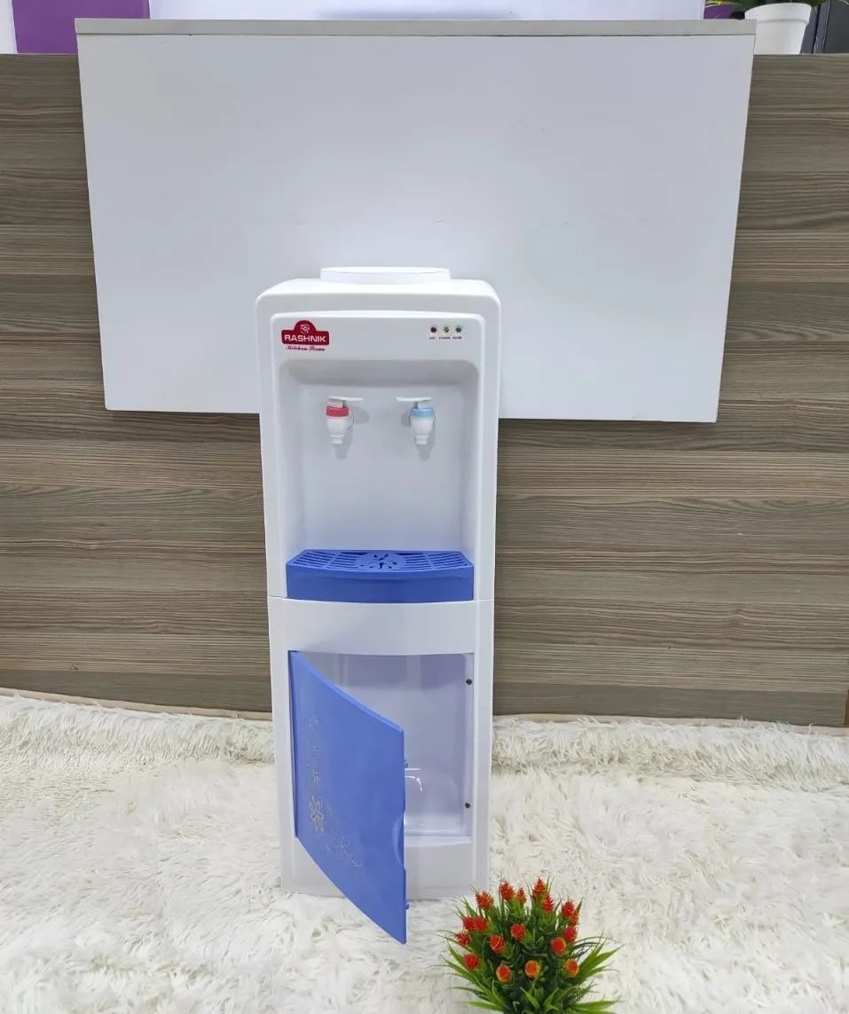 RASHNIK Water Dispenser Hot and Normal Standing  2 Taps Dispenser RN-2451 with Storage Cabinet. Top Load Design with  Warranty{HOT}, White