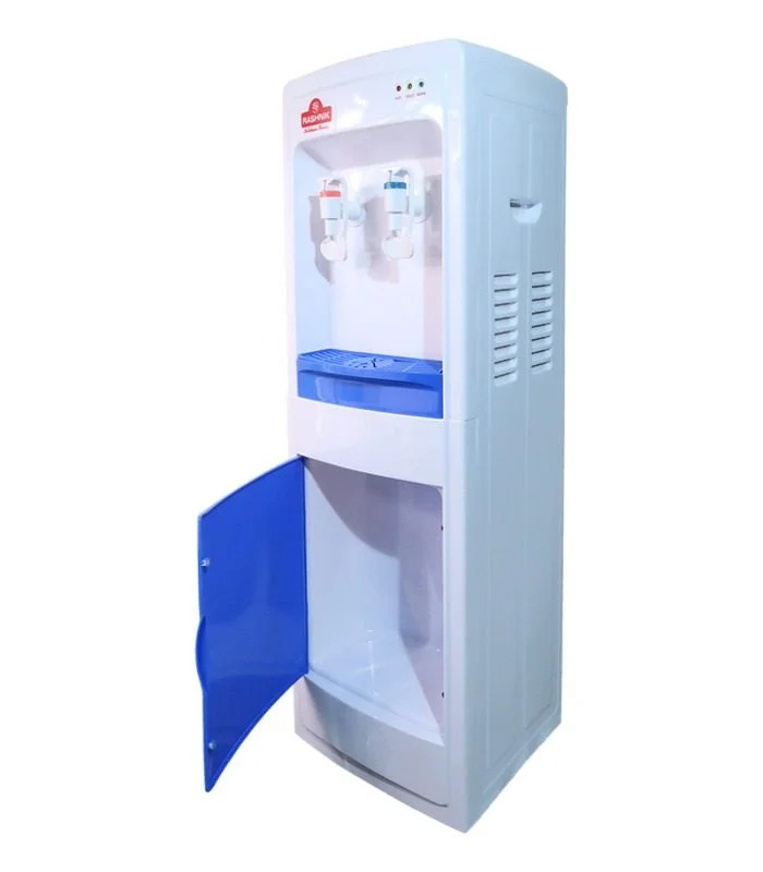 RASHNIK Water Dispenser Hot and Normal Standing  2 Taps Dispenser RN-2451 with Storage Cabinet. Top Load Design with  Warranty{HOT}, White
