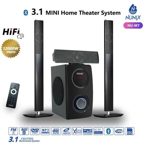 Nunix NU-M7 3.1CH Home Theatre System 🔊🎶 – Bluetooth Multimedia Subwoofer Speaker with Deep Bass, Clear Sound & Stylish Design for Home Entertainment