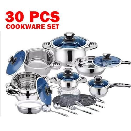 🍳 Marwa German Longlife 30PCS Heavy-Duty Stainless Steel Cookware Set – Durable, Non-Rust, Complete Kitchen Set for Home & Professional Cooking | Premium 30-Piece Set