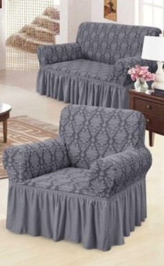 🛋️ Grey Jacquard Sofa Seat Covers 5 & 7 Seater – Elegant Stretch Furniture Slipcovers, Durable & Washable Couch Protector with Free Throw Pillow 🎁