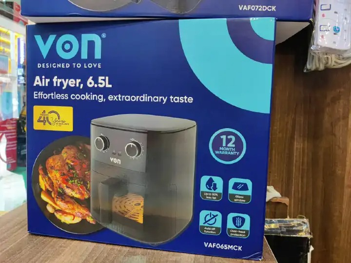 🔥 VON VAF065MCK 6.5L Manual Air Fryer – Large Capacity Hot Air Fryer | Oil-Less Healthy Cooking, Fast & Even Heating, Easy Manual Controls for Home Kitchen 🍟✨